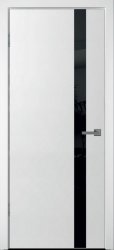 Межкомнатная дверь Скай-10 ПО (Белая эмаль/Черный триплекс)