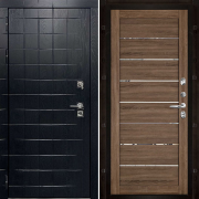 Входная металлическая дверь Сенатор ПЛЮС ALBERO BLACK LIGHT 2125 (Альберо Блэк/Зеркало серый велюр)