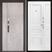Металлическая дверь двухстворчатая Новатор Корсика (Серый шпат/Дуб Perla)