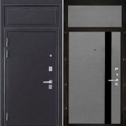 Входная дверь с фрамугой Колизей Uno (Темное серебро антик/Grigio Ral 7015)