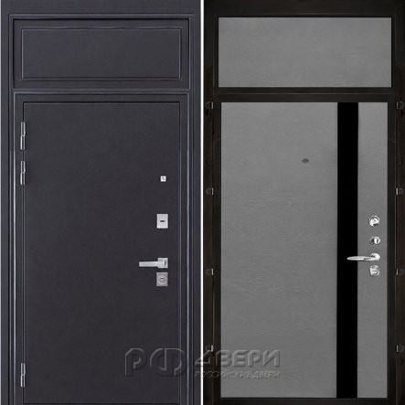 Входная дверь с фрамугой Колизей Uno (Темное серебро антик/Grigio Ral 7015)