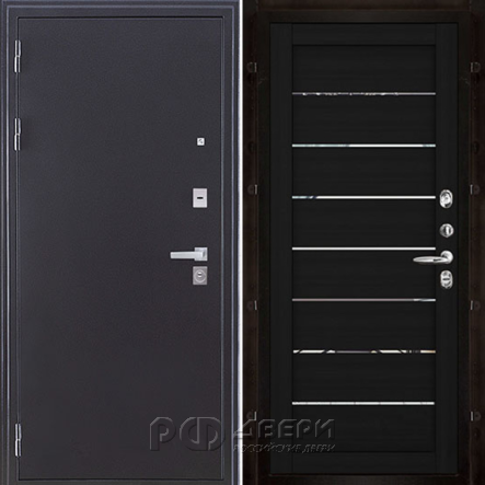 Входная дверь герметичная Колизей LIGHT 2125 (Темное серебро антик/Зеркало шоко велюр)