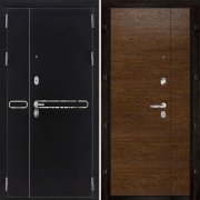 Металлическая дверь двухстворчатая Президент S1Z LIGHT 2110 (Графит с блестками антик/Зеркало серый велюр)