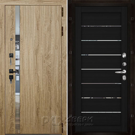 Входная металлическая дверь Tesla LIGHT 2125 (Дуб Мелфорд софт LW/Зеркало шоко велюр)
