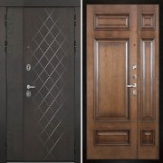 Металлическая дверь двухстворчатая Президент Люкс Рим багет (Горький шоколад/Коньяк)