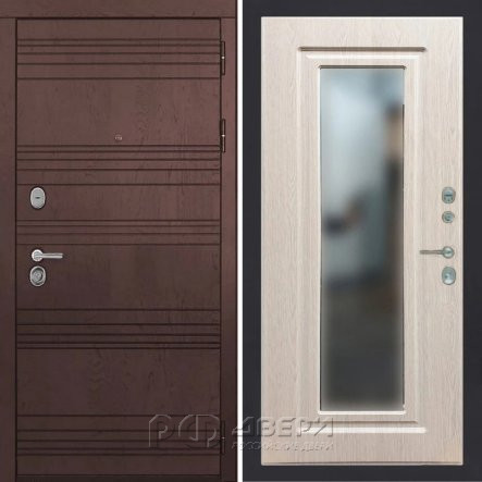 Входная металлическая дверь ART 39 Ultima 120 (Ясень шоколадный/Зеркало беленый дуб)