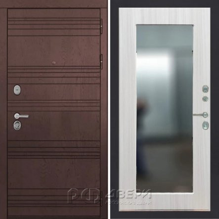 Входная металлическая дверь ART 39 Ultima (Ясень шоколадный/Зеркало сандал белый)
