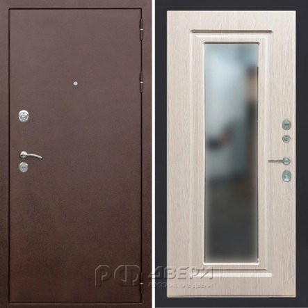 Входная металлическая дверь ART Ultima Zero 120 (Густой Антик медь/Зеркало беленый дуб)