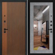 Входная металлическая дверь ART S4 18 (Дуб кантри темный/Зеркало бетон светлый)
