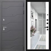 Входная металлическая дверь ART S7 (Графит софт/Зеркало белый матовый)