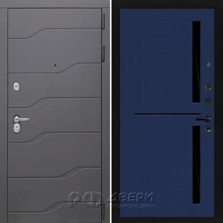 Входная металлическая дверь ART S7 02 (Графит софт/Синий)