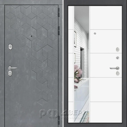 Входная металлическая дверь ART S8 19 (Бетон темный/Зеркало белый софт)