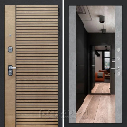 Входная металлическая дверь ART S9 loft (Табак/Зеркало бетон)