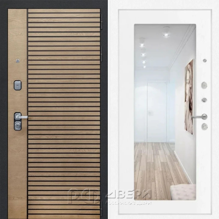 Входная металлическая дверь ART S9 loft 18 (Табак/Зеркало белое дерево)