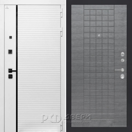 Входная металлическая дверь ART S11 09 (Белый камень/Серый лен горизонтальный)