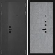 Металлическая дверь двухстворчатая ART ACOUSTIK 21 (Черный муар с блестками/Бетон светлый)