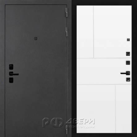 Входная металлическая дверь ART ACOUSTIK 21 (Черный муар с блестками/Белый матовый)