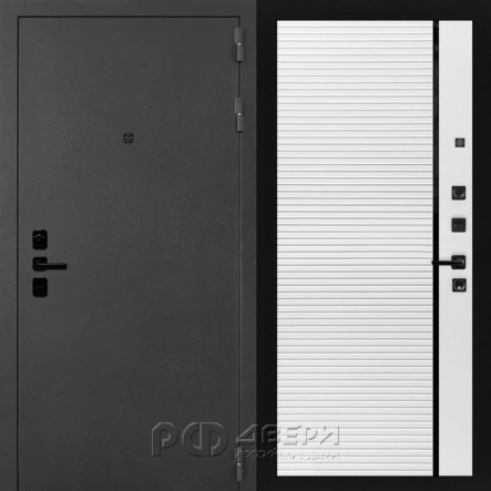 Входная металлическая дверь ART ACOUSTIK 22 (Черный муар с блестками/Белый матовый)
