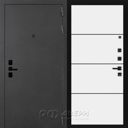 Входная металлическая дверь ART ACOUSTIK 25 (Черный муар с блестками/Белый матовый)