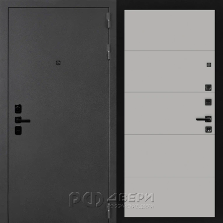 Входная металлическая дверь ART ACOUSTIK 13 (Черный муар с блестками/Софт грей)