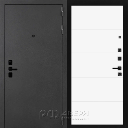 Входная металлическая дверь ART ACOUSTIK 13 (Черный муар с блестками/Белый матовый)