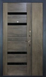 Металлическая дверь двухстворчатая Колизей Неро (Антик серебро/Графит шале №65)