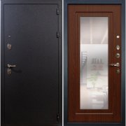 Входная металлическая дверь Рим (Черный шелк/Зеркало береза мореная №30)