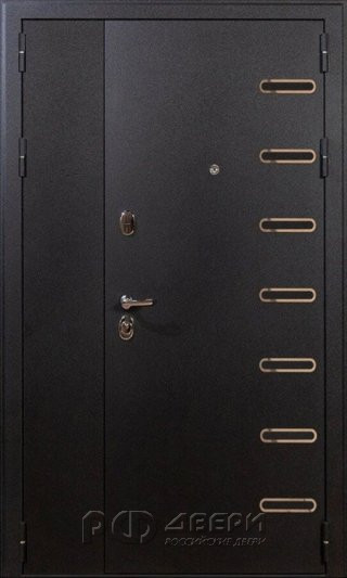 Металлическая дверь двухстворчатая Витязь (Черный шелк/Белый винорит №59)
