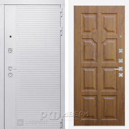 Входная металлическая дверь Piano white 17 (белый софт/золотой дуб)