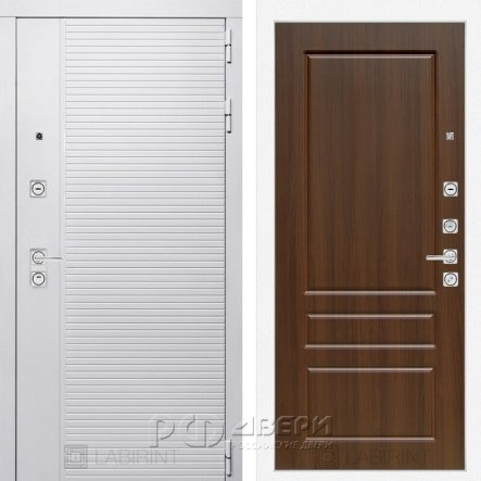 Входная металлическая дверь Piano white 03 (белый софт/орех бренди)