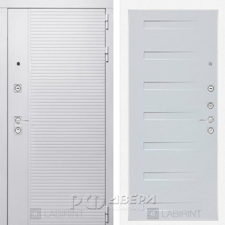 Входная металлическая дверь Piano white 14 (белый софт/дуб кантри белый горизонтальный)