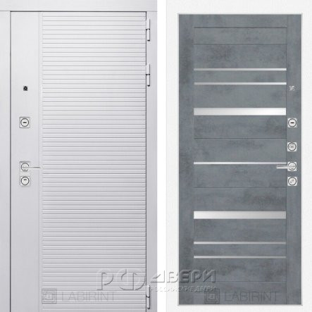 Входная металлическая дверь Piano white 20 (белый софт/зеркало бетон темный)