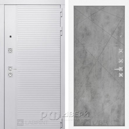 Входная металлическая дверь Piano white 24 (белый софт/бетон светлый)