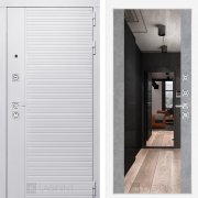 Входная металлическая дверь Piano white (белый софт/зеркало бетон светлый)