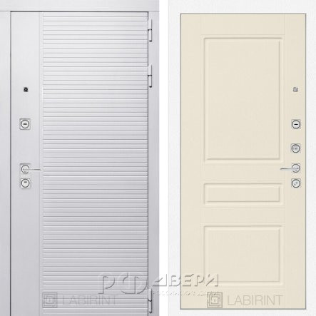 Входная металлическая дверь Piano white 03 (белый софт/крем софт)