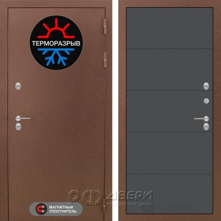 Входная металлическая дверь Термомагнит 13 (медный антик/графит софт)