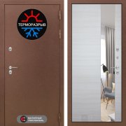 Входная металлическая дверь Термомагнит (медный антик/зеркало акация светлая горизонтальная)