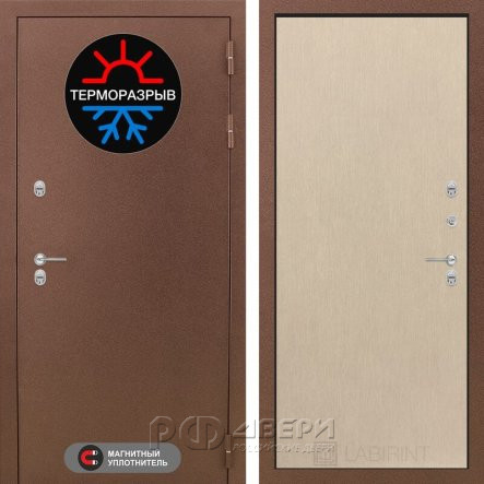 Входная металлическая дверь Термомагнит 05 (медный антик/венге светлый)