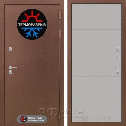 Входная металлическая дверь Термомагнит 13 (медный антик/грей софт)