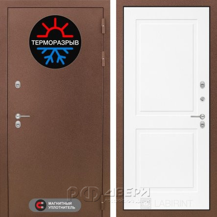 Входная металлическая дверь Термомагнит 11 (медный антик/белый софт)