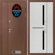 Входная дверь с фрамугой Термомагнит 02 (медный антик/сандал белый)