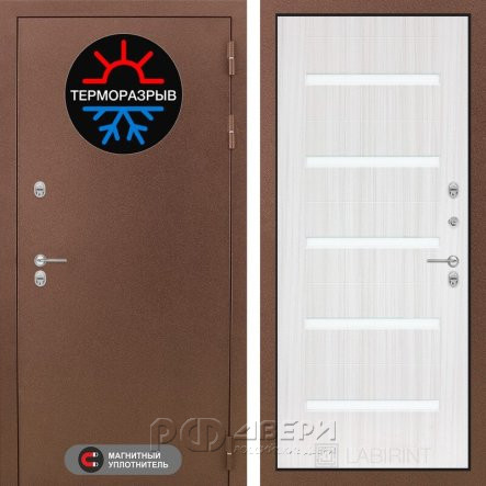 Входная металлическая дверь Термомагнит 01 (медный антик/сандал белый)