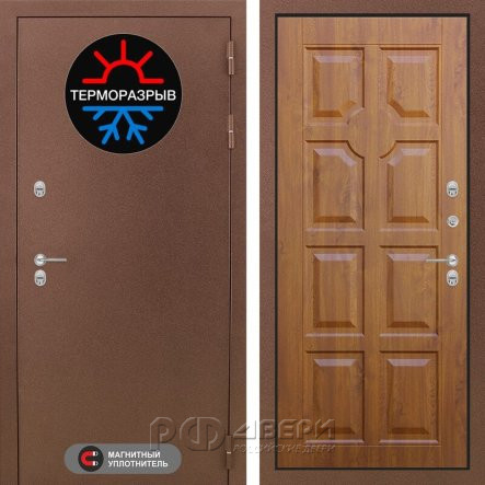 Входная металлическая дверь Термомагнит 17 (медный антик/золотой дуб)