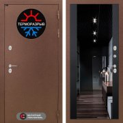 Входная металлическая дверь Термомагнит (медный антик/зеркало черный кварц)