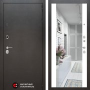Входная металлическая дверь Сильвер (Антик темное серебро/Зеркало белый софт)