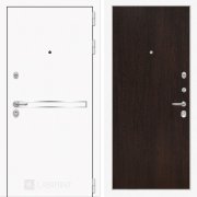 Входная металлическая дверь Line white 05 (шагрень белая/венге)