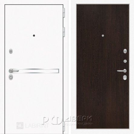 Входная металлическая дверь Line white 05 (шагрень белая/венге)