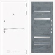 Входная металлическая дверь Line white 20 (шагрень белая/зеркало бетон темный)