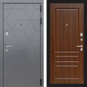 Входная противопожарная дверь Космо 03 (Графит софт/Орех бренди)