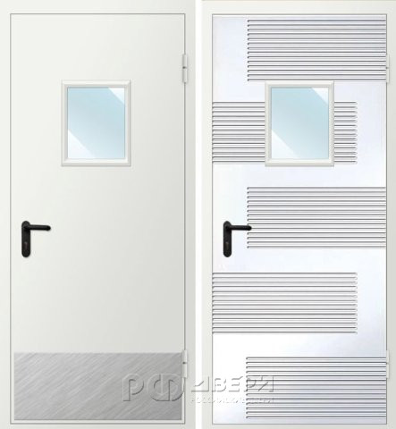 Металлическая дверь техническая ДМО-1 300х400 (RAL 9016/Нержавеющая накладка)